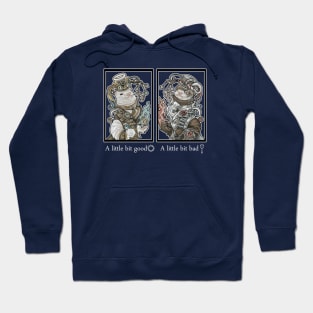 Steampunk Devil and Angel Ferrets - 'A little bit good, A little bit bad' - White Outline Hoodie